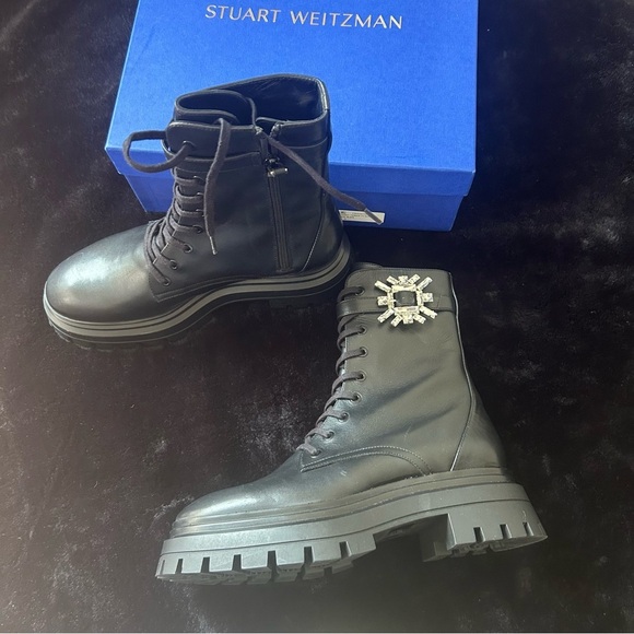 NWB Stuart Weitzman Embellished Nova Bedford Boots in Black - Picture 3 of 6